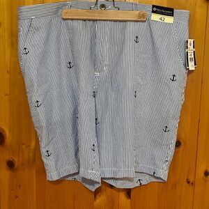 Weekender® Men's Stripes Anchor Seersucker Shorts Blue Size 42